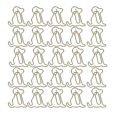 25pcs Shaped Paper Clips Metal Material Light Portable Golden Puppy Shapes Office Clips for Document