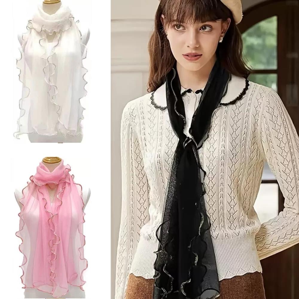 HOT Lightweight Hijab Silk Shawl Elegant Neckerchief Shawl Wraps Women Vintage Lace Tassels Headband Wraps Girl's Neckerchief