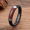 Natural Hematite Pink Crystal Tiger Eye Stone Bracelets Men's Jewelry Braided Leather Handmade Male Bangles New In