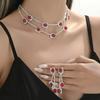 Geometric Double Layer Collar Necklace With Water Diamond Pendant For Women