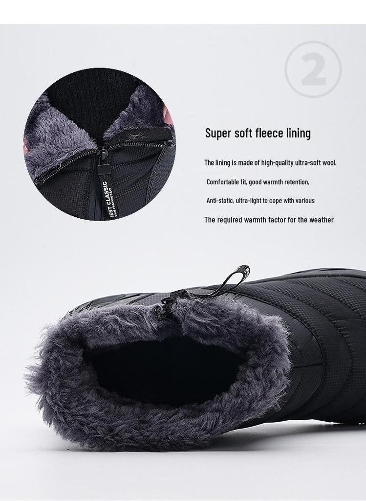 Unisex Mid-Top Waterproof Winter Snow Boots with Anti-Slip Sole and Plush Lining