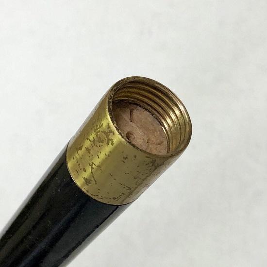 Art Deco Art Nouveau Brass Handle Black Lacquer Wooden Walking Stick Cane