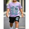 Number 67 Astronaut Fun Printed 11 Colors Kids T-shirt and Shorts 2 Piece Set Summer Home Outdoor Casual Outfit Boy and Girl's Sports Set