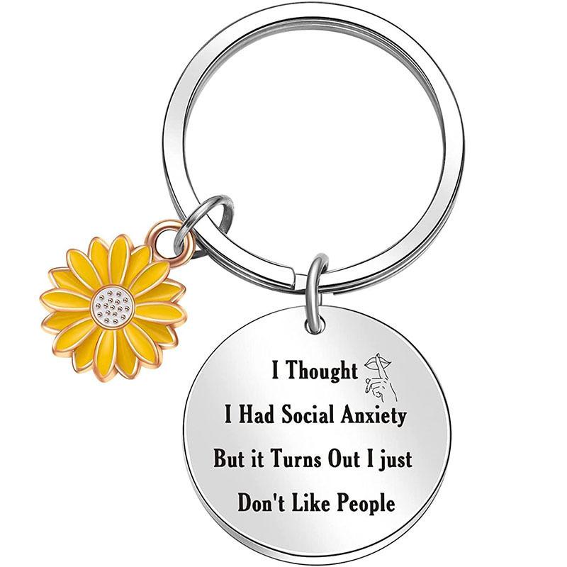 Versatile Stainless Steel Key Sunflower Accessory Keychain Send To Friends Thanksgiving Small Gift Laser In Stock Keychain for Backpack Bag Pendant