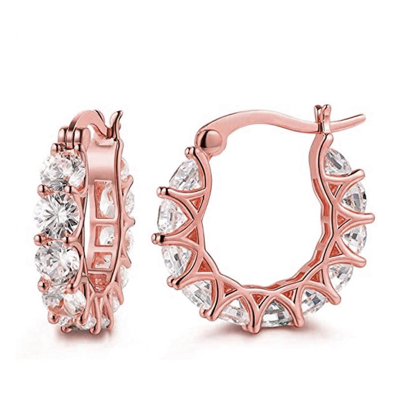 New French Full Zircon Lace Earrings U-shaped Earrings, Fashion Ins Style Earrings for Women
