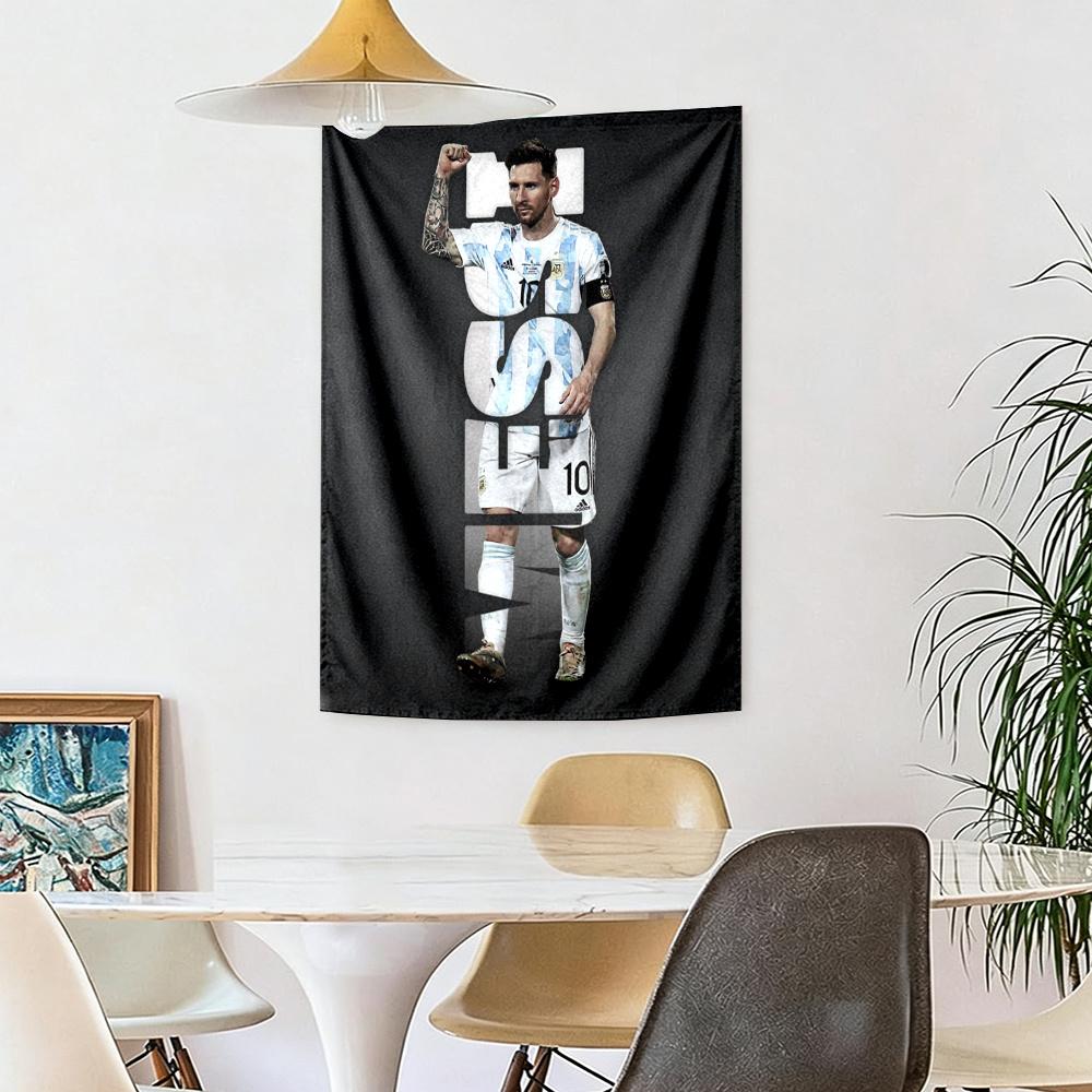 Football Messi Handwoven Tapestry Rustic Farmhouse Made For Studio Wall Balcony Living Room Four Seasons Boho Decor Gift For New Home