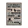Putuo Decor 1pc Vintage French Toilet Rules Sign  Les Règles Des Toilettes Wall Decor for Bathroom  Restroom