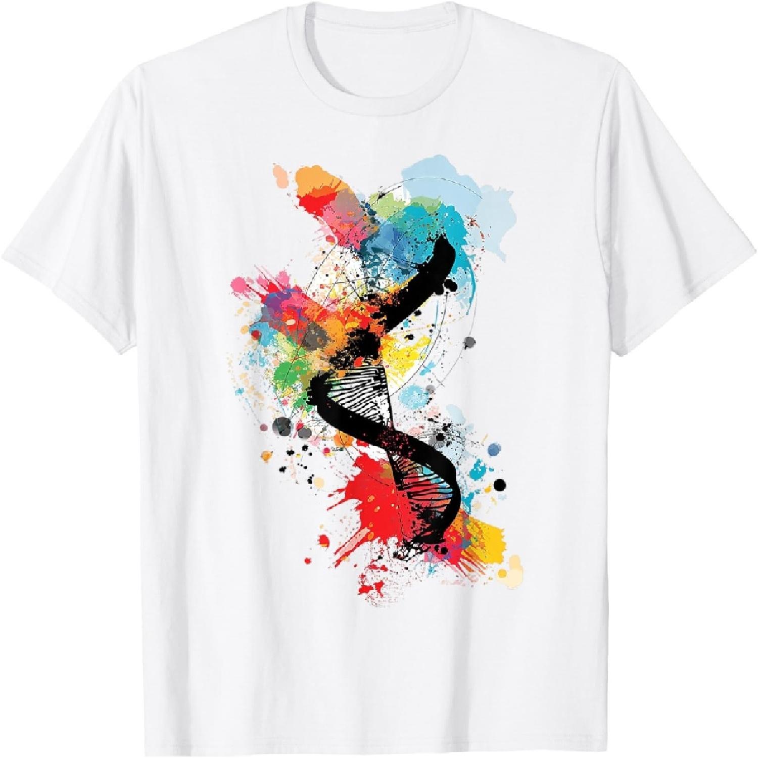 DNA Abstract Watercolor Graphic Art T-Shirt S