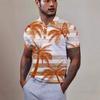 Men's Tropical Leaf Printed Polo Shirt 3D Printed Hawaiian Shirt Street Summer Clothing Short Sleeve Casual Polo Shirt