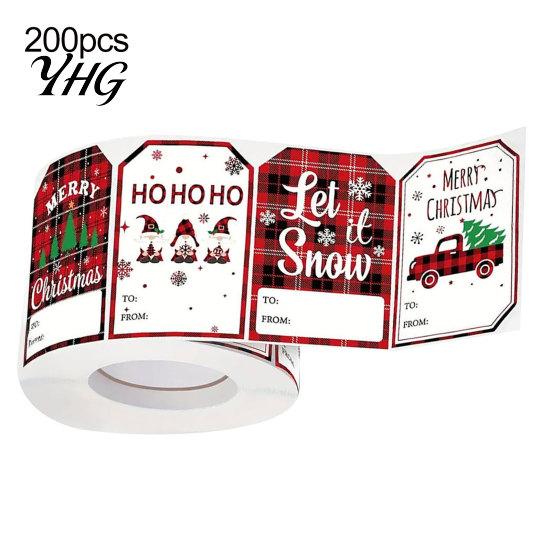 Holiday Craft Stickers Christmas Thank You Stickers, Red And Black Plaid Print Decorative Labels, Gift Box Seals Festive Supplies with Writing