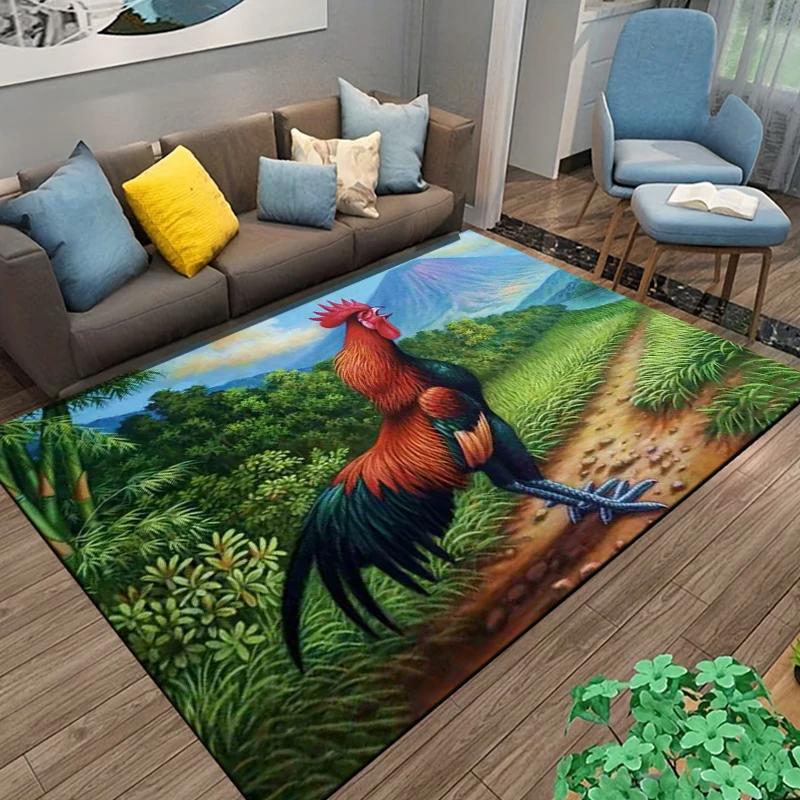 Rooster and Hen Chicken Pattern Carpet Living Room Decoration Rugs for Bedroom Sofa Doormat Decor Non-slip Home Coffee Table Mat