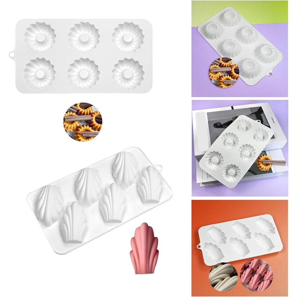 6 Hole Madeleine Design Chocolate Mousse Mould DIY Shell Cake Silicone Mold Dessert Cake Decorating Tools Bakeware