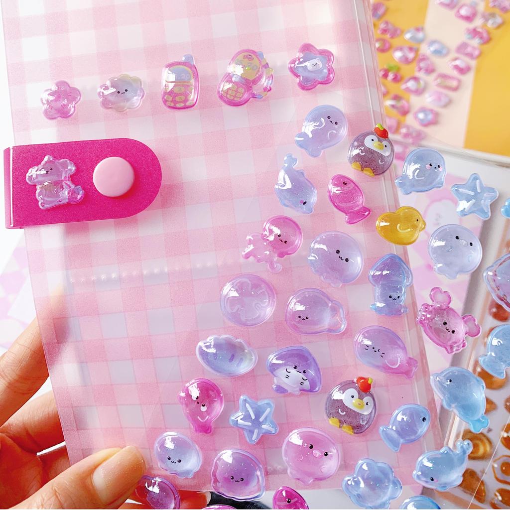 3D Puffy Cartoon Sticker Sheet Ocean Animal Bread Fruit Kawaii Stickers For Phone Case Laptop Journal Scrapbook Diy Decoration