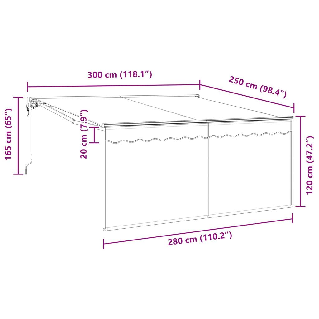 Retractable Awning Anthracite 300 X 250 Cm