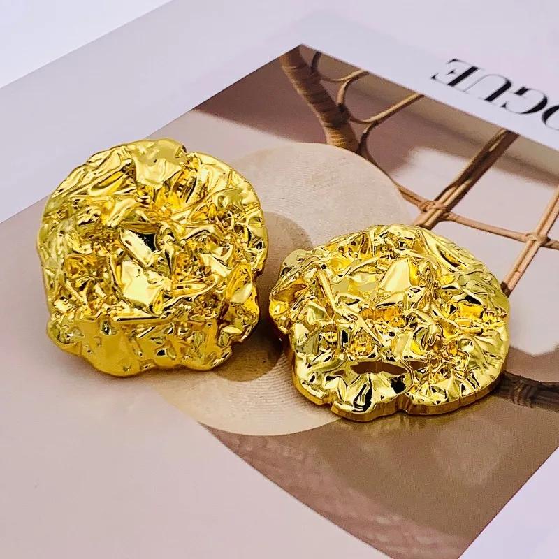 5pcs Gold Silver Color Wrinkle Shank Buttons Clothing Accessories Irregularly Shaped Buttons 18mm/23mm/45mm
