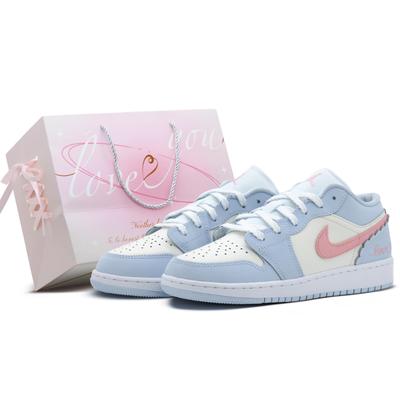 Air Jordan 1 Heartbeat Love Confession Basketball Shoes Women's Blue Pink IB7113-403(Team1992-SBOX)