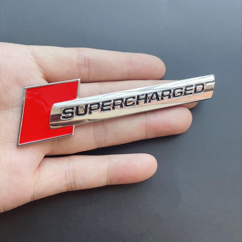 3D Metaal Supercharged Embleem Badge Sticker Auto Sticker Voor Audi Q7 S Line A6 C6 A8 D4 S4 B8 S6 C5 V6 Supercharged Logo Accessoires