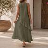 Damen Freizeitkleid mit unregelmäßigem Rüschensaum für den Urlaub - Ärmellos