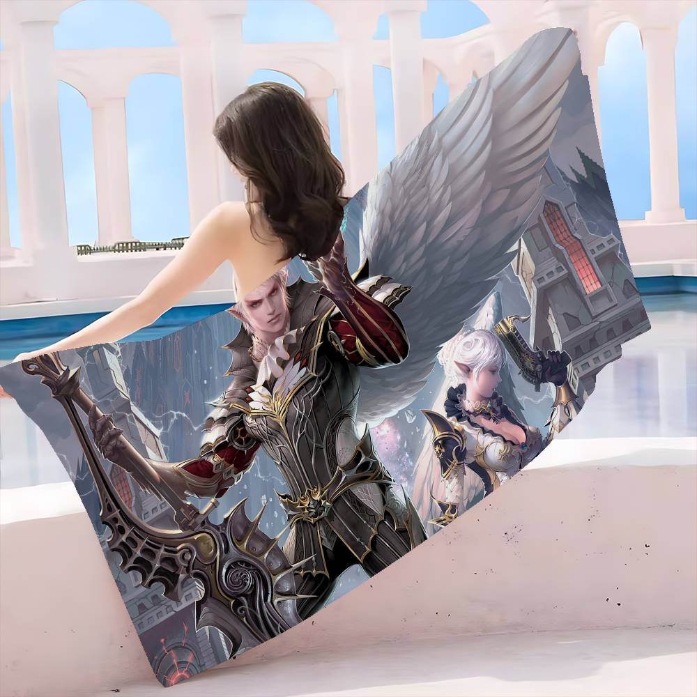 Game L-Lineage 2 Bath Towel Microfiber Soft Water Absorbing Breathable For Girl Kids Decorative Cartoon Beach Towel