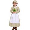 Kids Girls Drama Colonies Pastoral Farm Maid Floral Dress Apron Hat Set Halloween Cosplay Costumes Role Play Outfit