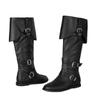 Women's Flat Boots Autumn and Winter New Solid Color Belt Buckle Decorative Large Size Roman Medium Boots
