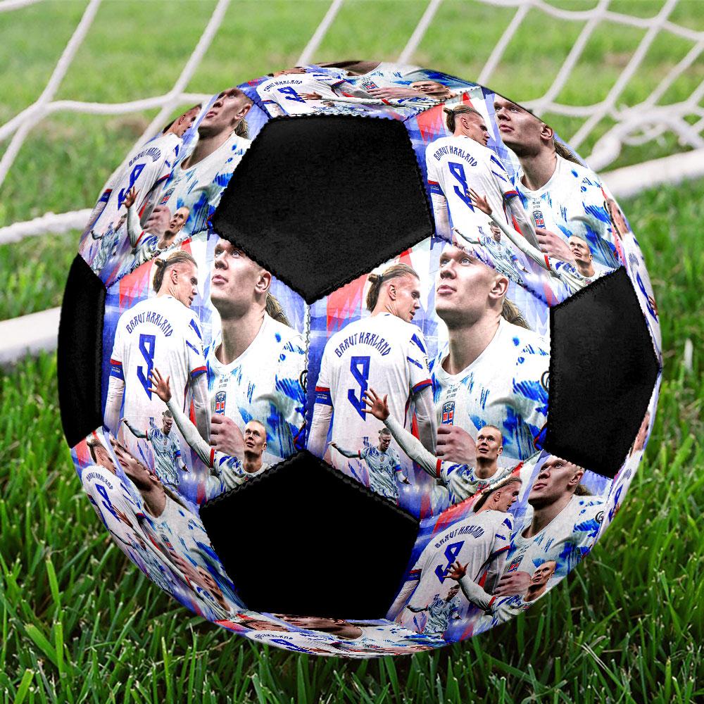Erling Haaland Soccer Ball Size 5 Colorful Machine Stitched PVC Competition Ready Durable High-Bounce