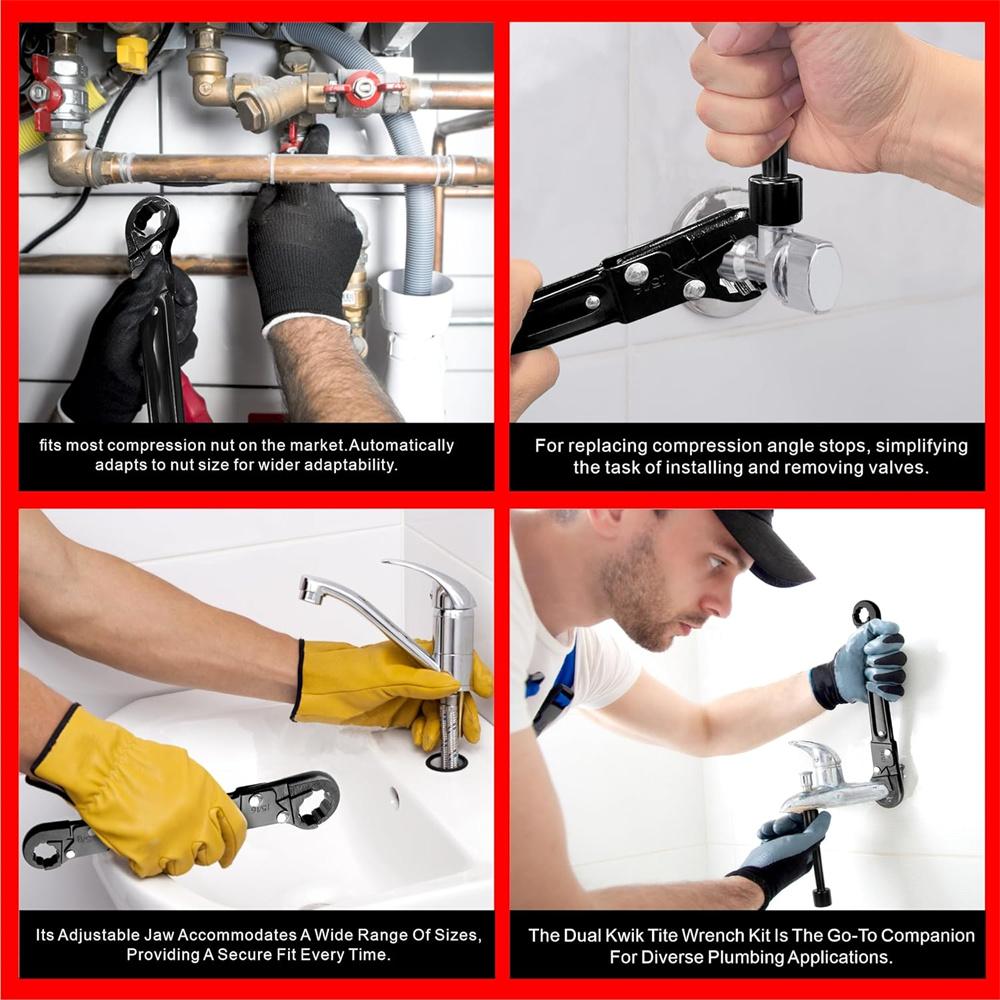 Angle Stop Wrench Plumbing Kit For Easy Supply Nut Installation Tool Set