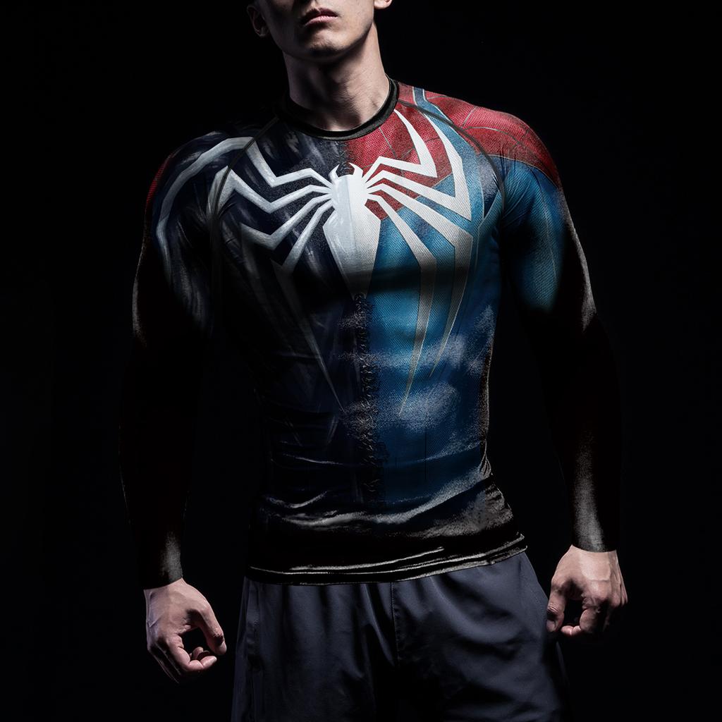 NADANBAO Rash Guards Shirts for Men Fancy Human Muscle 3D Printed Long Sleeve Workout Fitness Shirts Compression Tee Tops