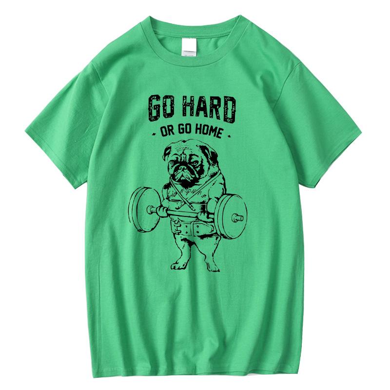 100% Baumwolle Lässiges Mopsleben Herren T-Shirts Mode Nach Hause Gehen Oder Vollgas Geben Herren T-Shirt Oberteile Herren Lockerer Herren T-Shirt Lässiges Sommer
