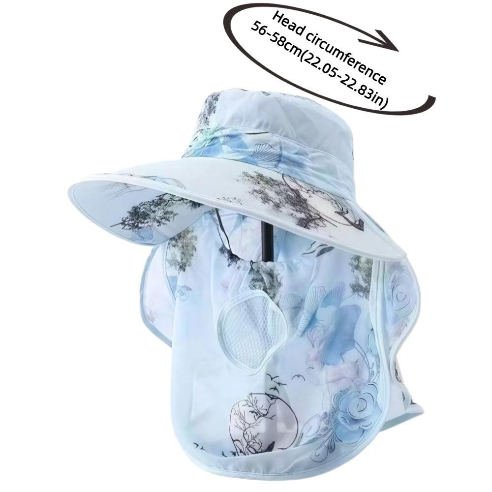 Wide Brim Tea Picking Work Hat UV Protection Fisherman's Hat Face Mask Sun Hat  Summer Outdoor