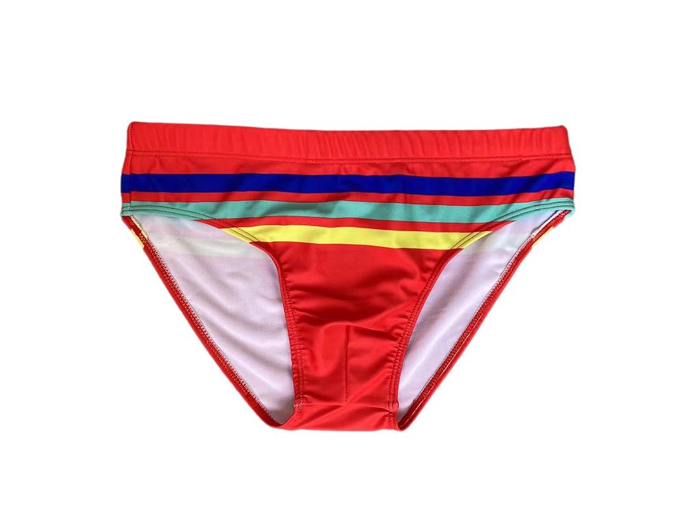 JESSBORN Men's Striped Swim Trunks - Stylish Youth Swimsuit for Beach, Pool, and Sports.