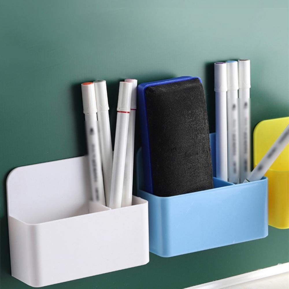Magnetic Whiteboard Pen Holder Plastic Multifunctional Storage Box Organizer for Office Classroom Desk Accessories with Strong Adhesive Backing