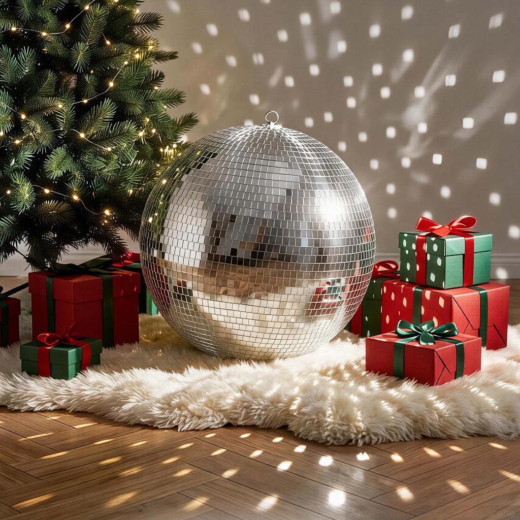 VEVOR Mirror Disco Ball 500 mm Silver Reflective Ball with Hanging Ring, for Party Home Decoration Stage Props DJ Dance Club, 2 Mirror Tile Sizes