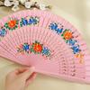 Folding Fan Wood Spanish Fan for Dancing Printing Hand Folding Fan Performances Prop Home Decor Ornaments Craft Gifts for Guest