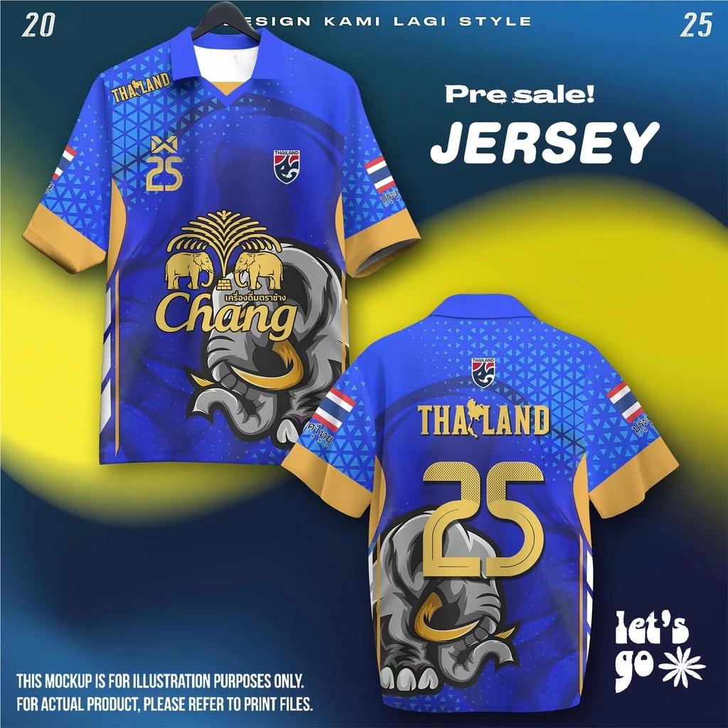 THAILAND Football Soccer Polo Vintage Shirt National Flag Elephant Logo Badge Unisex Men Women JERSEY Print Quick Dry Short Sleeve Uniform