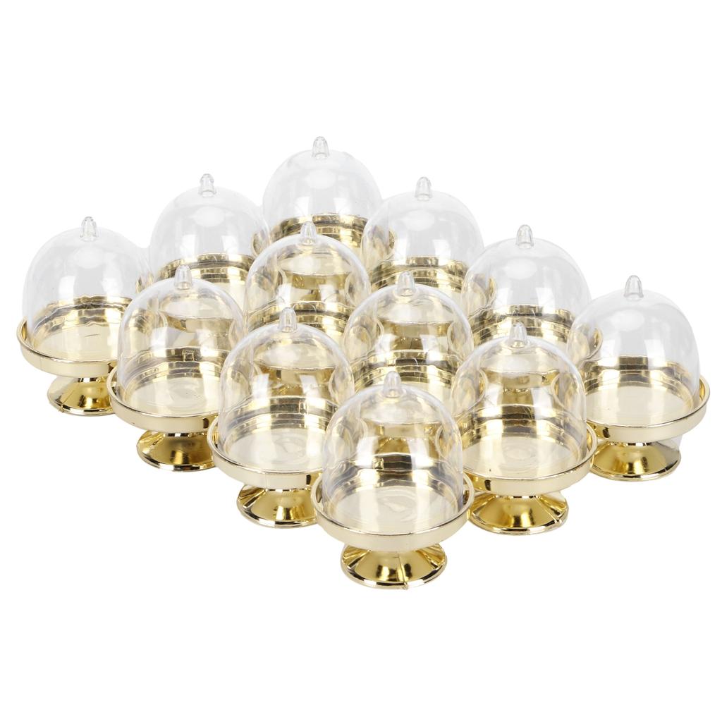 12er Set Mini Süßigkeitenbox Kuchenständer Cupcake Süßigkeiten Präsentationsplatte mit Deckel PartyzubehörBoden Gold