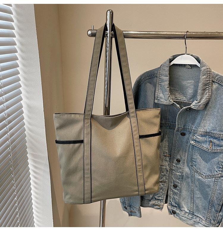 Contrasting color tote bag women's 2025 new large-capacity fashion handbag LULU same shoulder bag