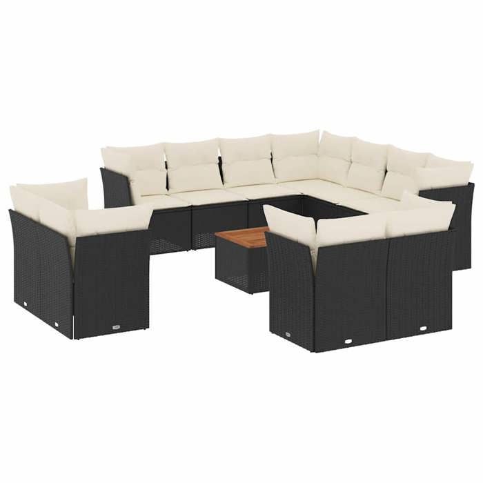 VidaXL Garden Lounge Set with Cushions 12 Pcs, Patio Sofas, Furniture Set, Outdoor Terrace Furniture, Black 3256273