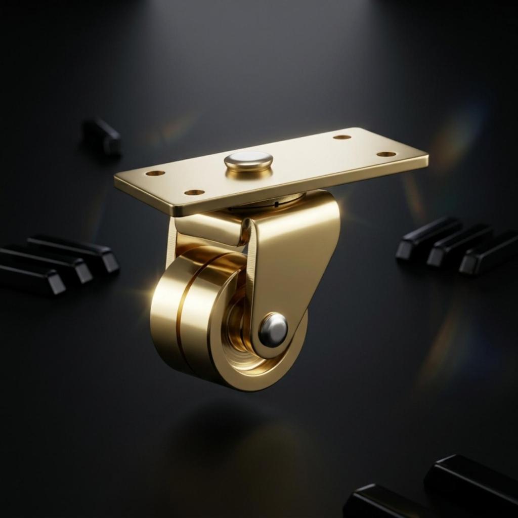 Upright Piano Caster Polished Double Wheel Set HeavyDuty for Technicians