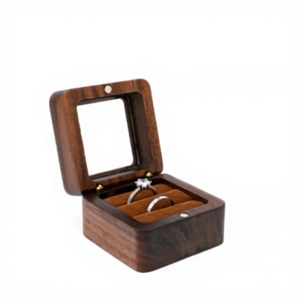 Black Walnut Solid Wood Ring Box Retro Style Luxury Exquisite Portable Storage for Necklaces Earrings Bracelets Oval Shape