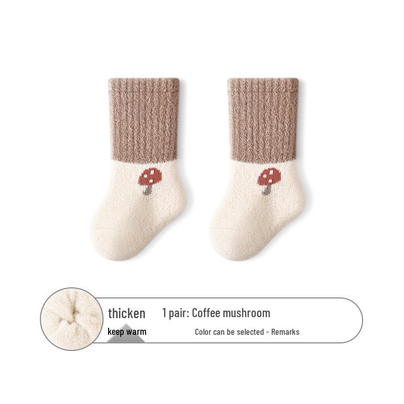 Cozy No-Seam Baby Socks - Thick Australian Wool & Faux Mink Velvet for Winter Warmth