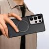 For Samsung Galaxy S25 Ultra Phone Case with Magnetic Kickstand TPU + PC Carbon Fiber Back Cover