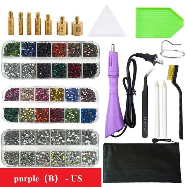 Rhinestones Applicator Kit, Bedazzler Kit with Rhinestones, Hot Fix Rhinestone Setter Tool Kit,Heat Fixed Machine Gun Set Fabric