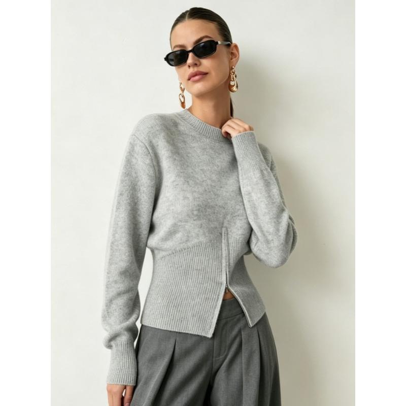 Cropped Sweaters for Women Fall Casual Knit Jumper Tops Long Sleeve Knitted Pullover Tops Women's Soft Cozy Slim Fit Crew Neck Short Sweater Outfits