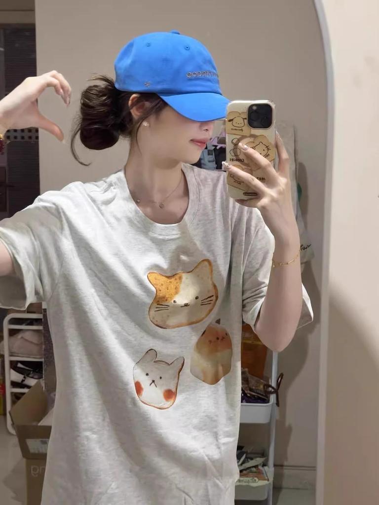 Women's American Retro Pure Cotton Oversized T-shirt - Summer 2025 Niche Design