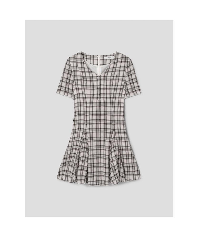 8SECONDS Check Pattern Dress Beige