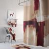 Boho Shower Curtain | Abstract Burgundy Wine Red, Beige Bath Curtain | Minimalist Modern Bathroom, Apartment Home Decor