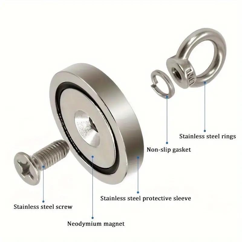 D48 D60 D75 D90 Super Strong Neodymium Fishing Magnets, Rare Earth Magnet with Countersunk Hole Eyebolt for Retrieving In River