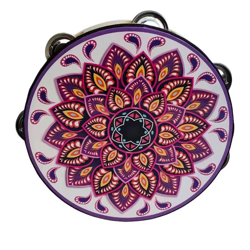 Children's Professional Percussion Instrument: 6, 7, 8 Inch Hand Drum, Jingle Tambourine for Dance & Exam