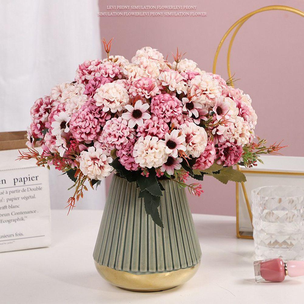Decor DIY Crafts Home Decoration Artificial Flower Fake Bouquet Retro Silk Rose Hydrangea Peony
